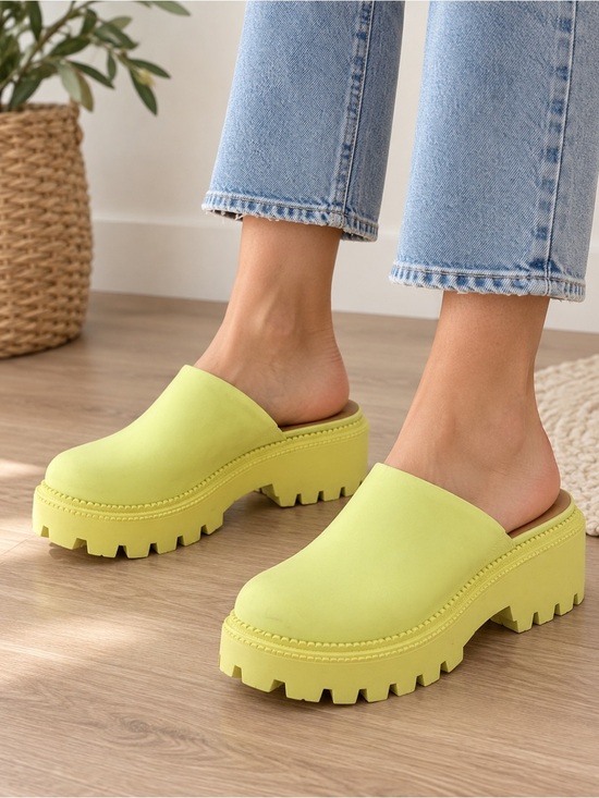 Dolce Vita Shoes - Dolce Vita Platform Clog Mules Neon Yellow Size 6.5
